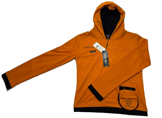 Hanfeise Men's Orange Hoodie – Size S, Long Sleeve, Hooded