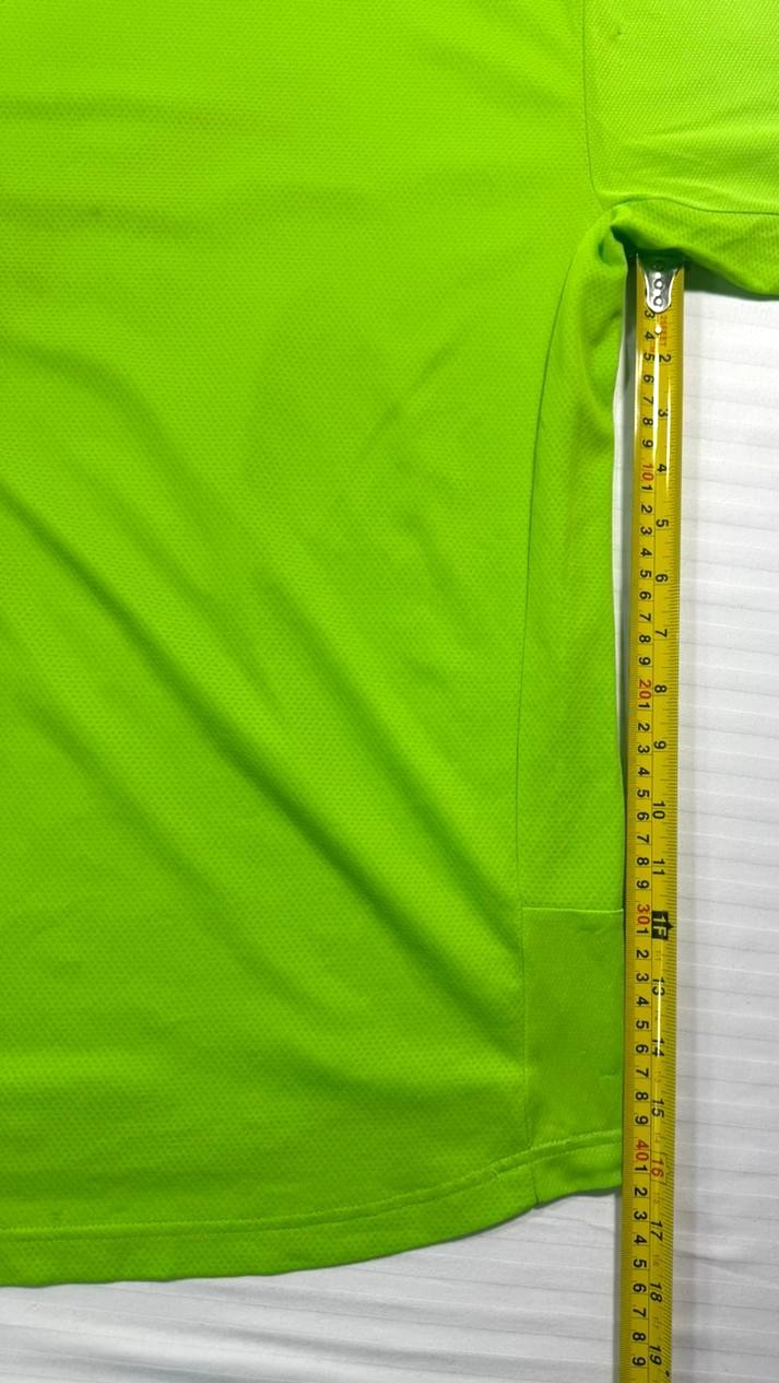 Puma Neon Green Performance T-Shirt With A Blue Graphic Log - Size S