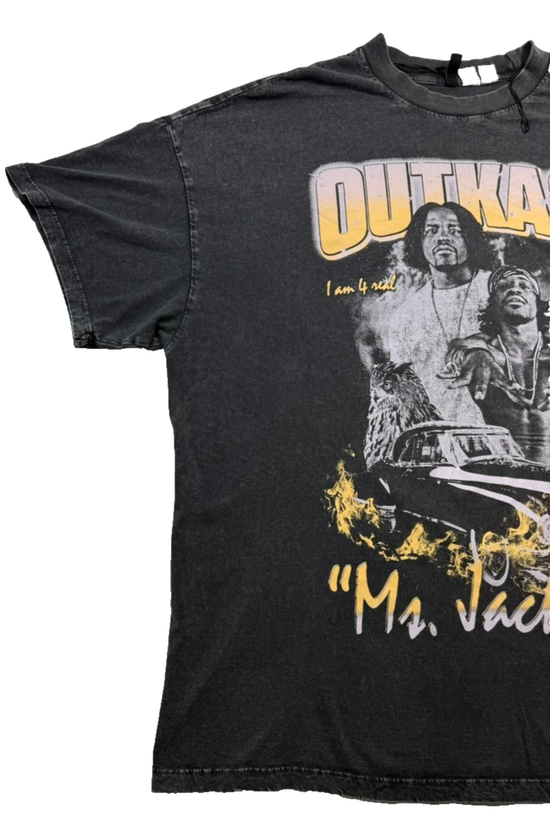 Outkast Men's Washed Black Ms. Jackson Graphic Hip Hop Vintage T-Shirt L