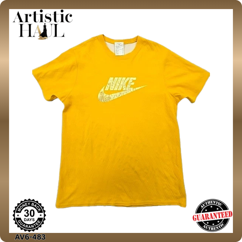 Nike Men's XL Yellow Short Sleeve Crewneck Cotton T-Shirt