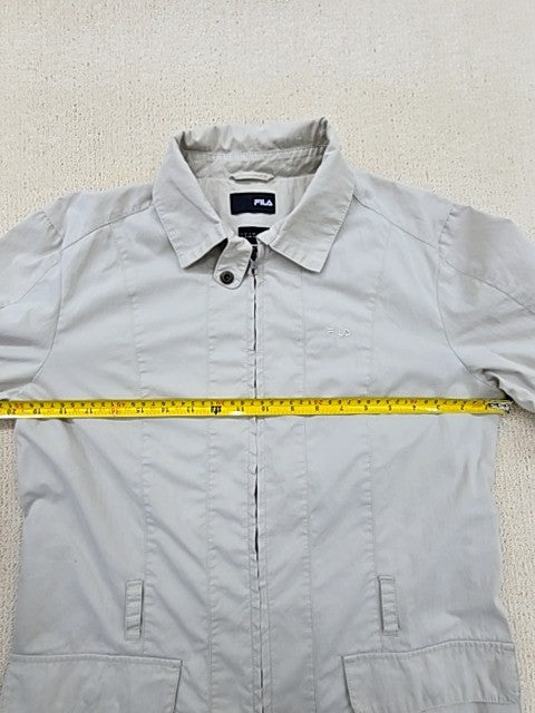 Fila Women's Vintage Windbreaker Jacket M Light Grey Cotton