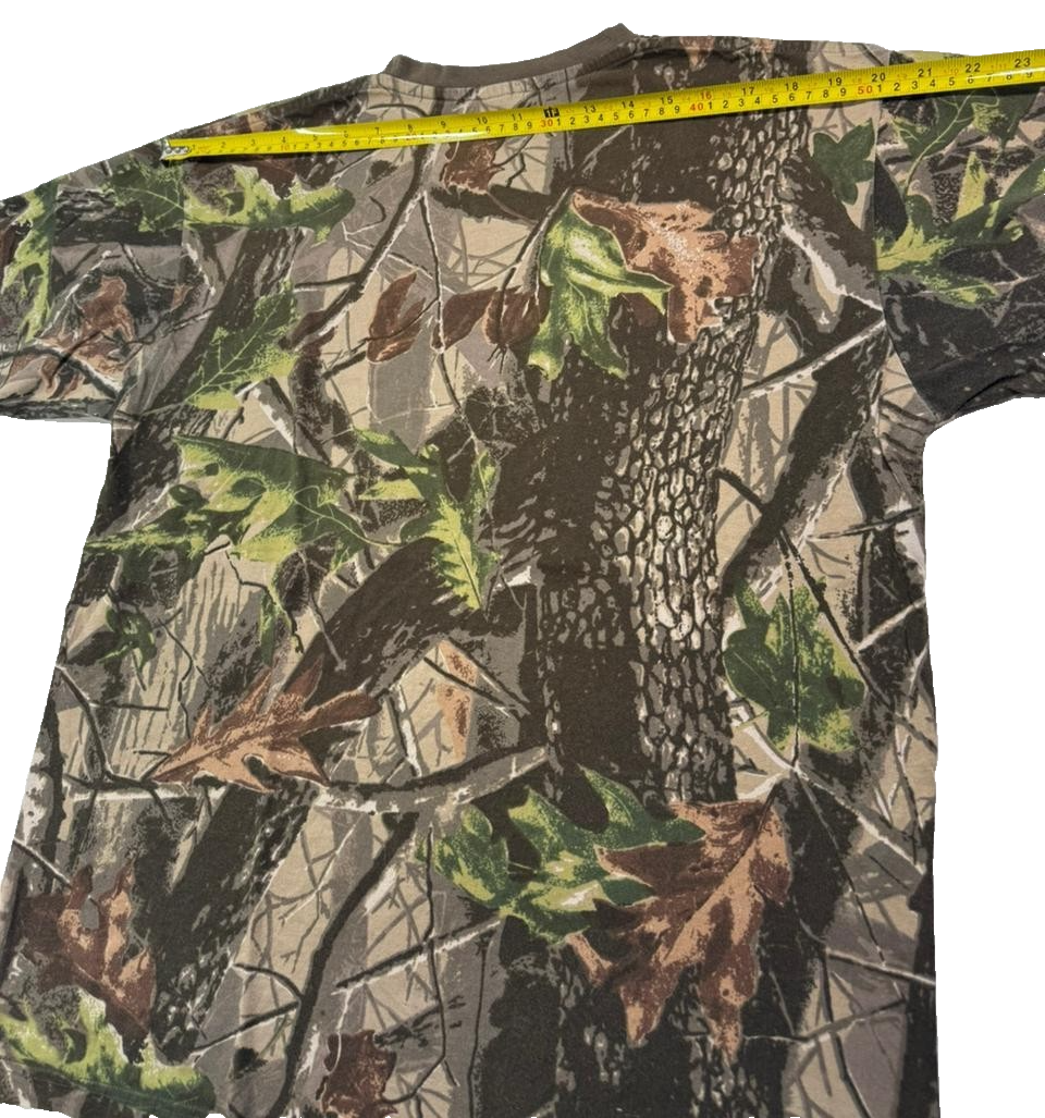 Camo Tree Pattern T-Shirt | Camouflage Leaf Print | Men's Outdoor Style, XL