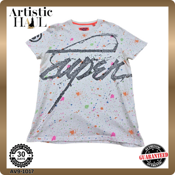 Superdry Surf Co Splatter Print Men's L White Cotton T-Shirt
