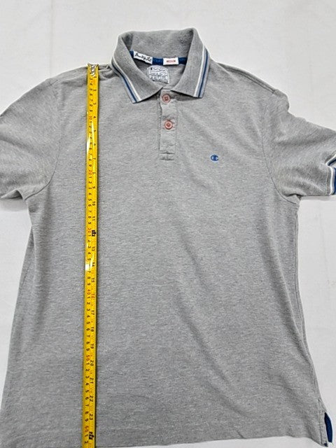 Champion Gray Men's Short Sleeve Polo Shirt Medium Regular Fit
