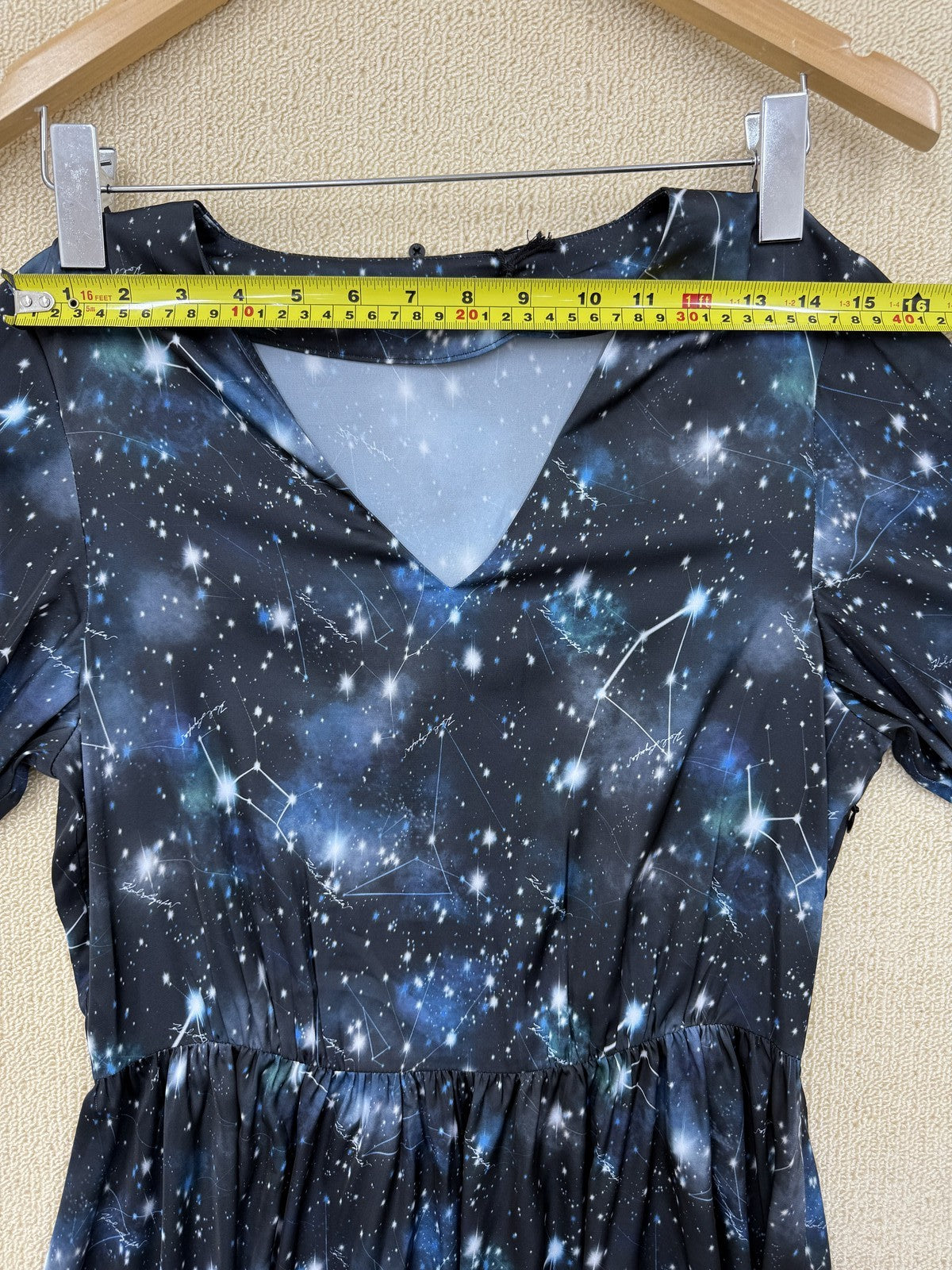 Karl Lagerfeld Galaxy Celestial Black V-Neck Long Sleeve Dress