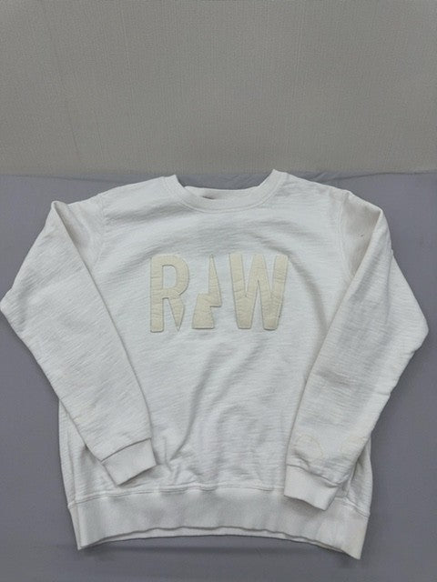 G-Star Raw Unisex White Sweatshirt – Size S, Slim Fit, Logo