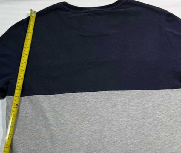 Superdry Men's Navy Gray Colorblock T-Shirt, Size L, Logo Casual Cotton Tee
