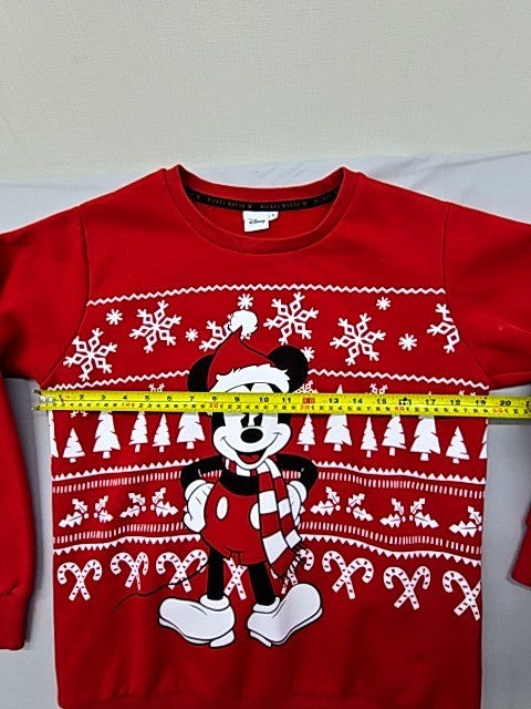 Disney Mickey Mouse Red Christmas Crewneck Sweater S Snowflakes