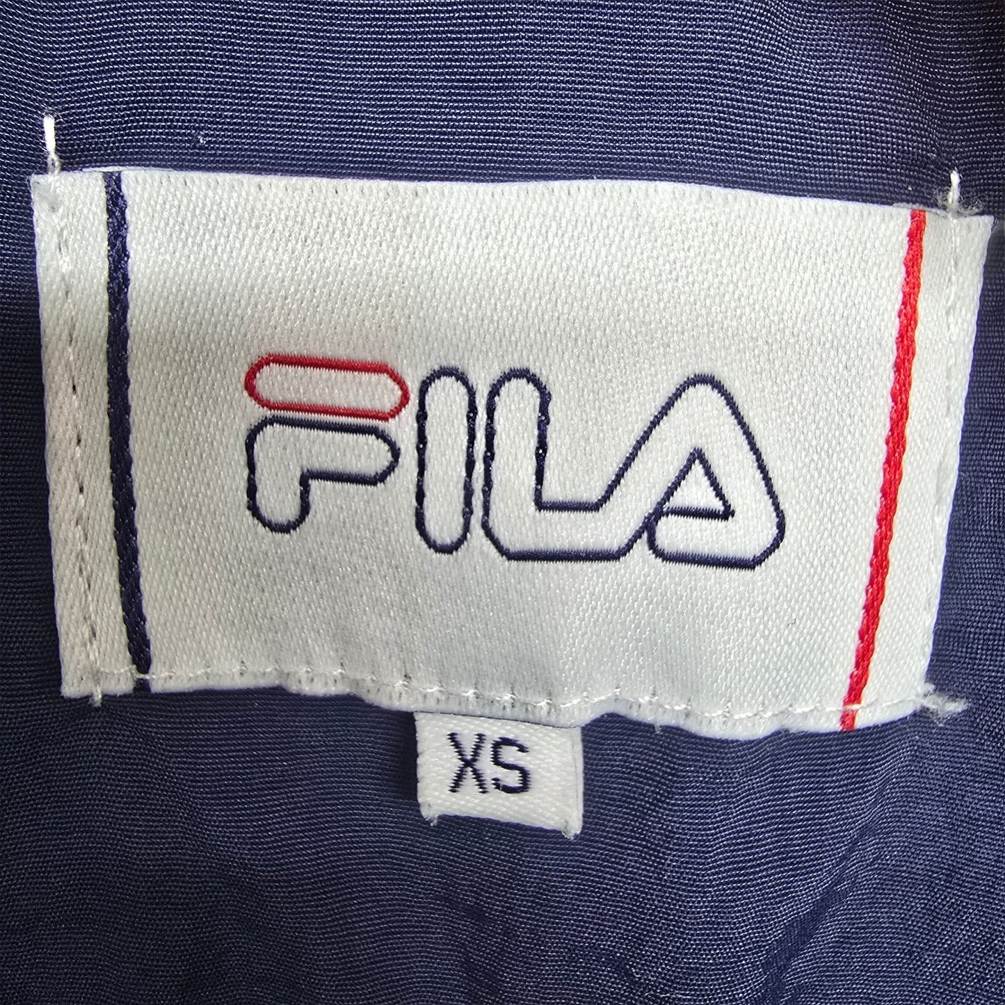 Fila Unisex Vintage Navy Red Track Jacket XS Full Zip Hood