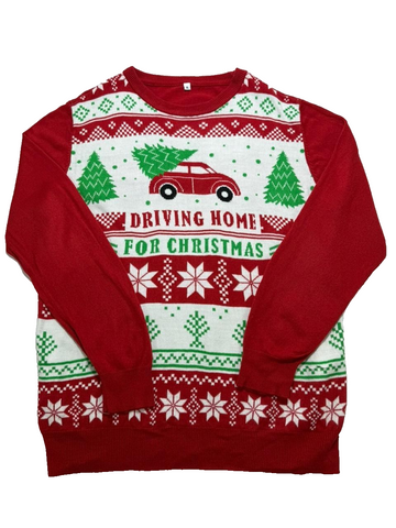 Driving Home For Christmas Holiday Sweater Pullover Long Sleeve Size XL