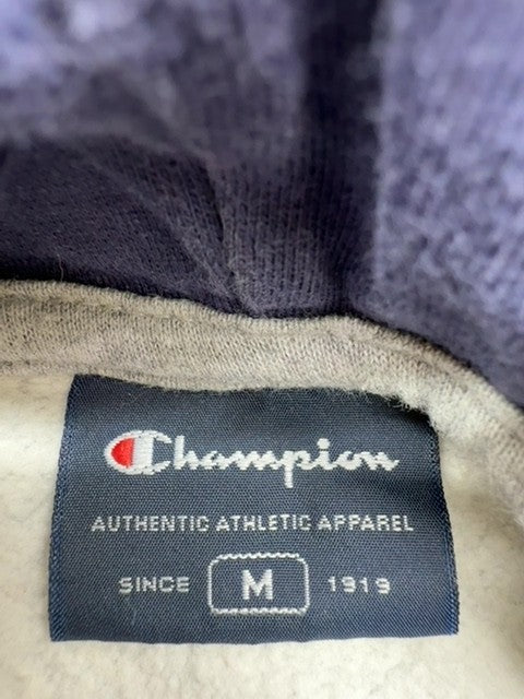 Champion New York Zip Hoodie Gray M Fleece Graphic Print