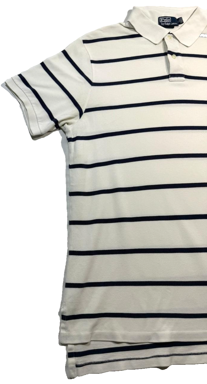 Polo Ralph Lauren Classic Fit Soft Cotton Polo Shirt In White With Navy Blue -XL