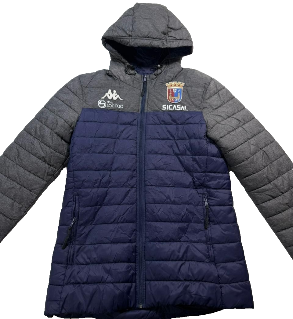 Kappa Gray Blue Puffer Jacket SICASAL Team Quilted Hooded Parka Size S