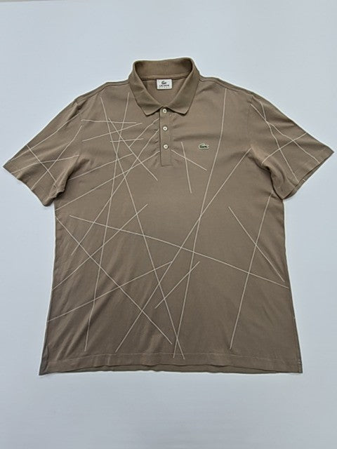 Lacoste Men Khaki Sport Polo Button Front Size S Cotton Pique Regular