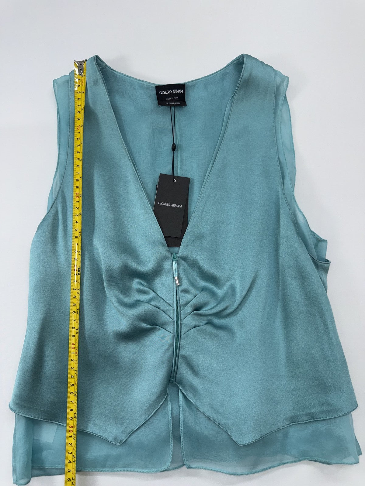 Giorgio Armani Women’s Turquoise Silk Sleeveless Blouse EU 46