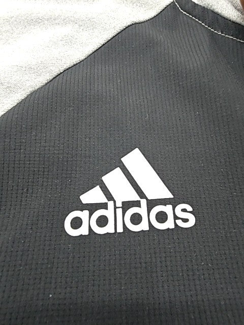 Adidas Men's Grey/Black 3-Stripes Zip Hoodie Large