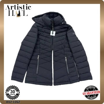 DKNY Black Hooded Puffer Jacket Women's S Packable Winter