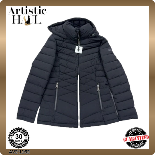 DKNY Black Hooded Puffer Jacket Women's S Packable Winter
