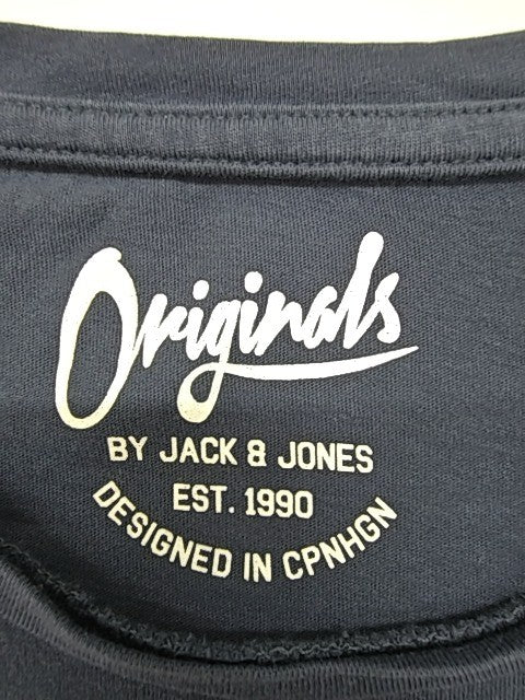 Jack & Jones Men Navy Logo Graphic T-Shirt Crew Neck Size XL Regular Fit