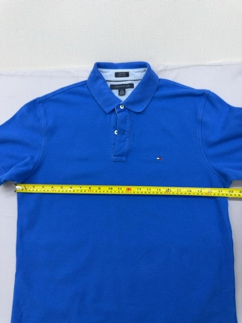 Tommy Hilfiger Men's L Royal Blue Cotton Pique Polo Short Sleeve Custom Fit
