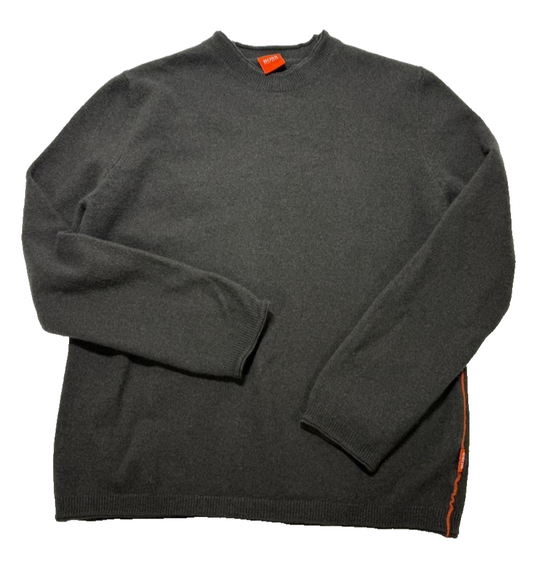 Hugo Boss Men's Gray Sweater – Size L, Crew Neck, Wool