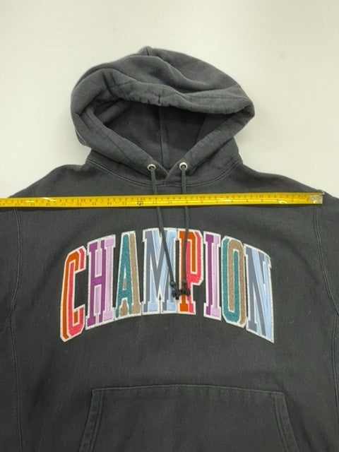 Champion Boys Charcoal Pullover Hoodie Size L Reverse Weave Fleece Graphic