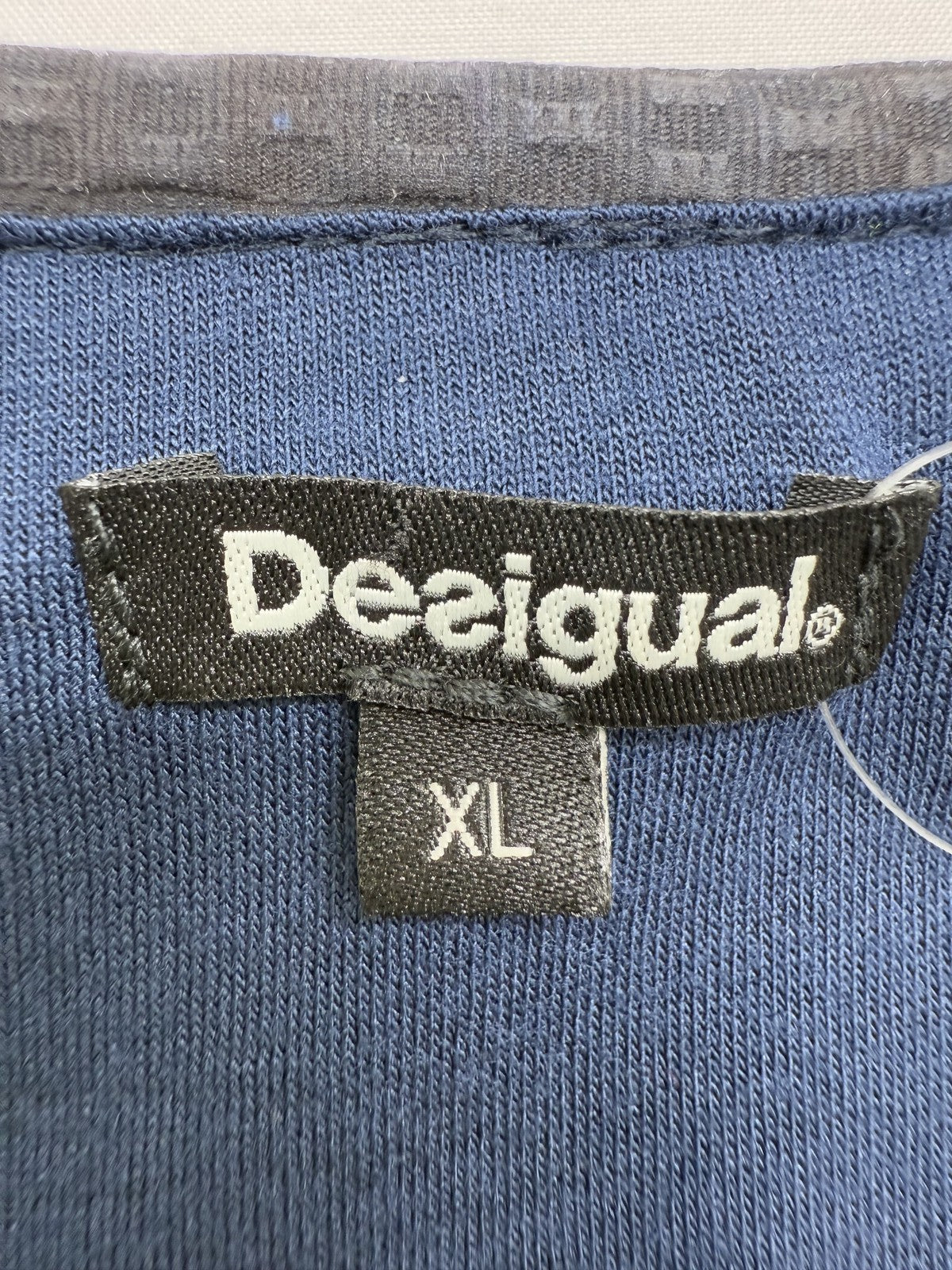 Desigual Women's XL A-Line Striped Sleeveless Knee Dress Navy Teal