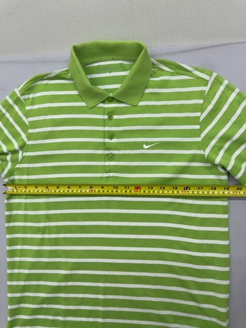 Nike Men's M Green White Dri-FIT Polo Golf Shirt Short Sleeve Stripe