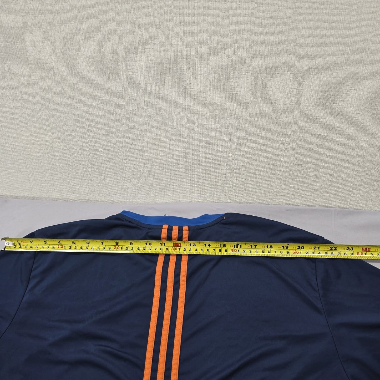 Adidas Men's Navy Blue Short Sleeve T-Shirt Size 2XL Orange Stripes