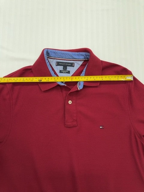 Tommy Hilfiger Men's Primary Red Slim Fit Polo Shirt Size L