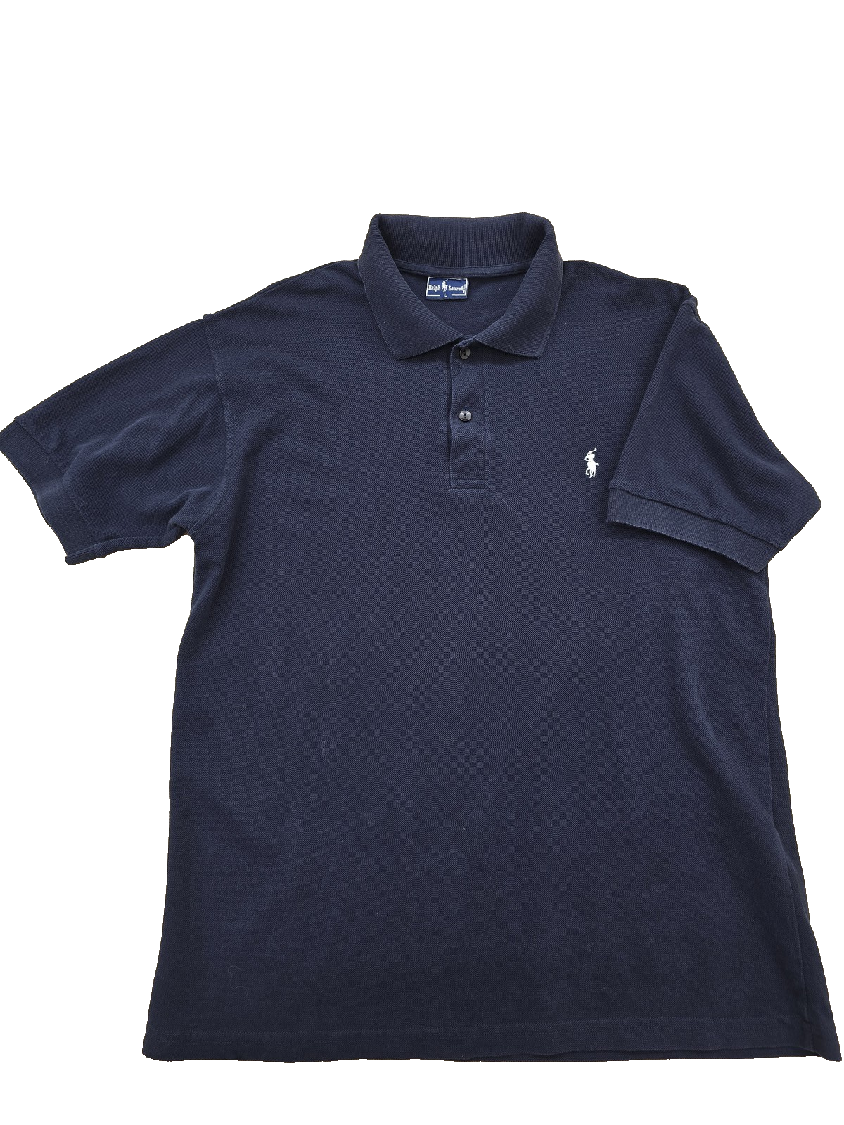Ralph Lauren Navy Cotton Polo Shirt L Short Sleeve USA Made