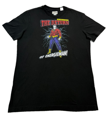 Energize Men's Black The Return Of Energieman Graphic Crewneck T-Shirt Size L