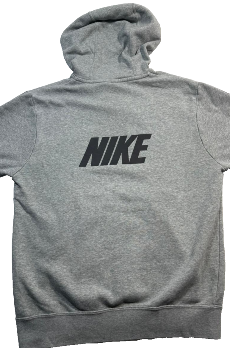 Nike Men's Grey Pullover Hoodie Tape Logo On Sleeves Black Graphics Size S