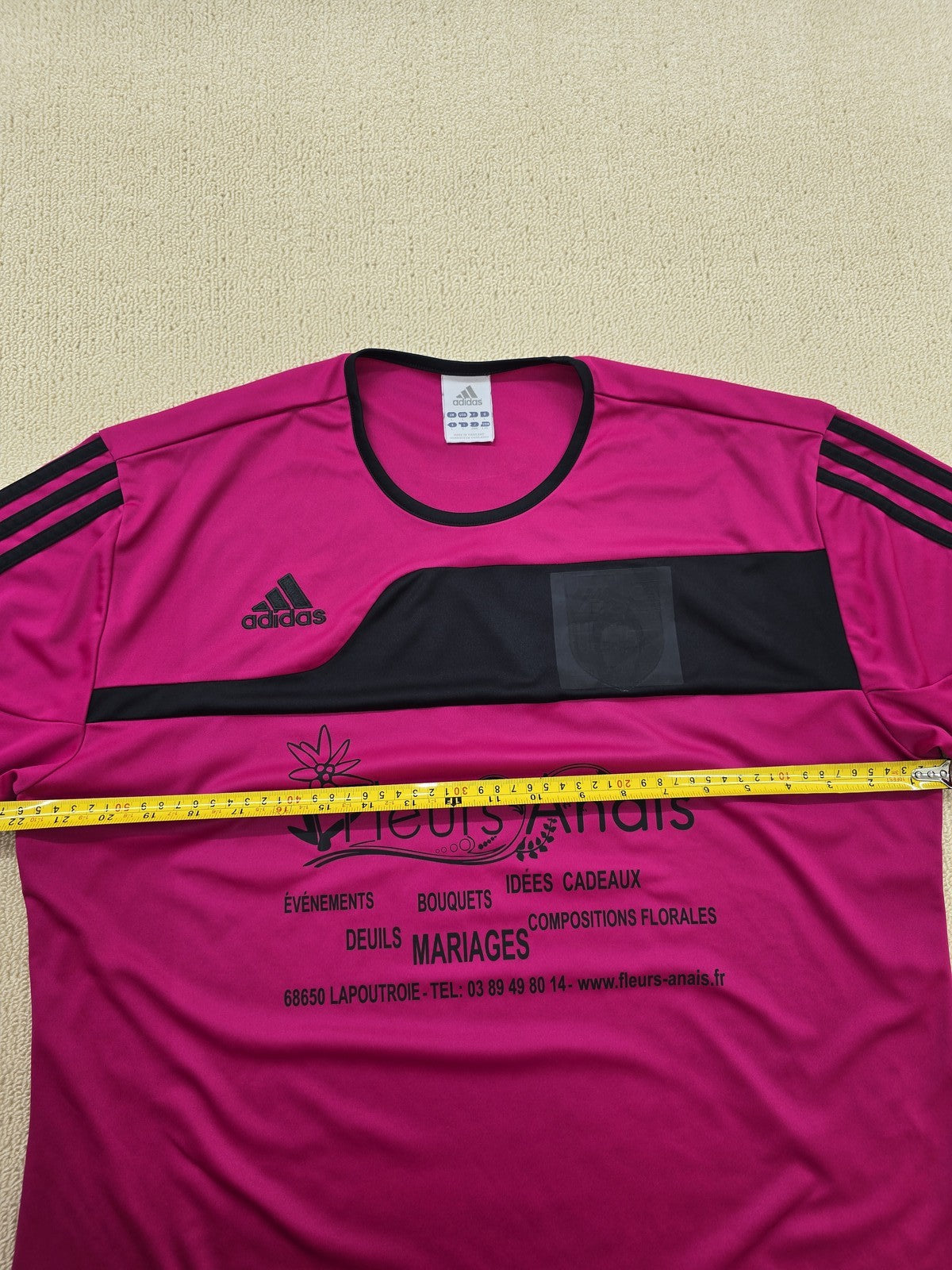 Adidas Men's Magenta Sports Jersey L Short Sleeve Stripes