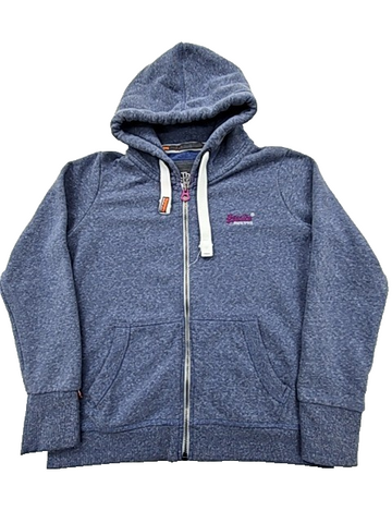 Superdry Orange Label Women's Zip Hoodie XL Grey Marl Slim Fit Cotton Blend