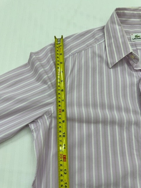 Lacoste Men's Gray Striped Cotton Button-Down Size 42 Vintage
