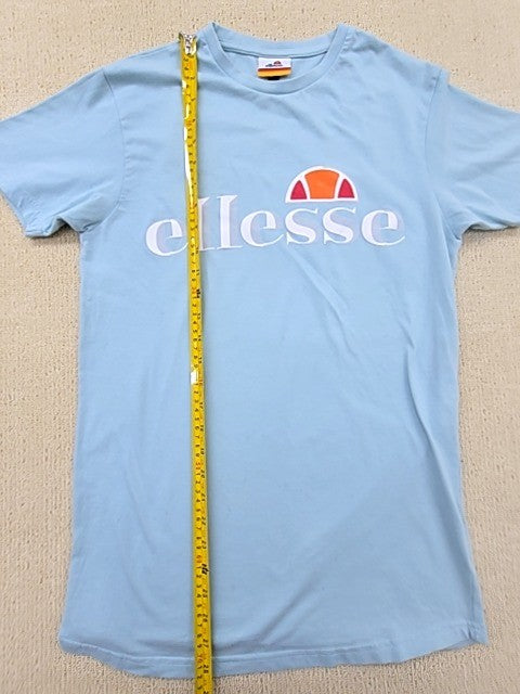 Ellesse Men's XS Light Blue Cotton T-Shirt Crewneck Embroidered Logo