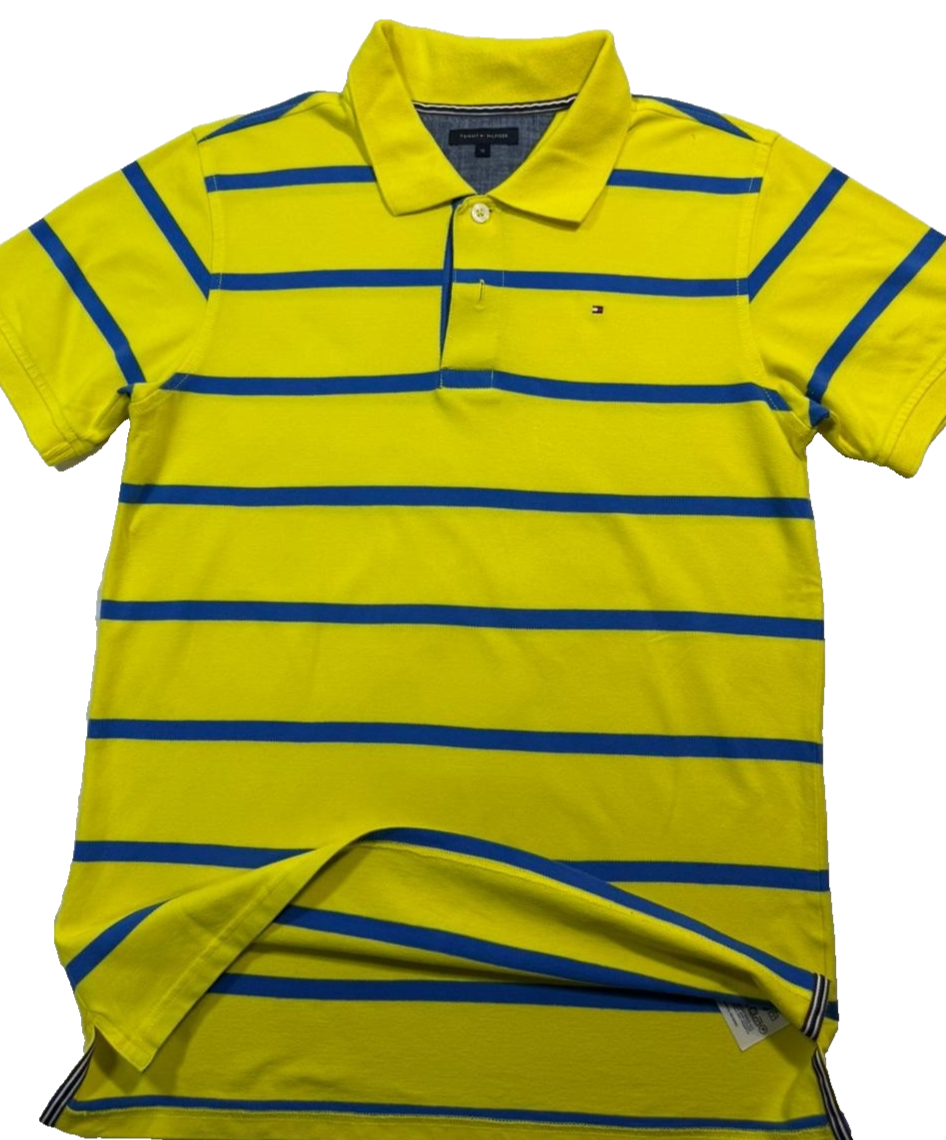 Tommy Hilfiger Older Teens Size 16 Yellow And Blue Stripe Polo Shirt