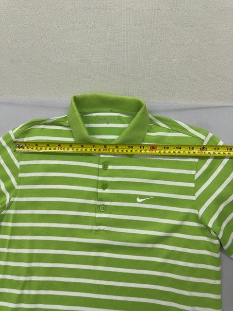 Nike Men's M Green White Dri-FIT Polo Golf Shirt Short Sleeve Stripe