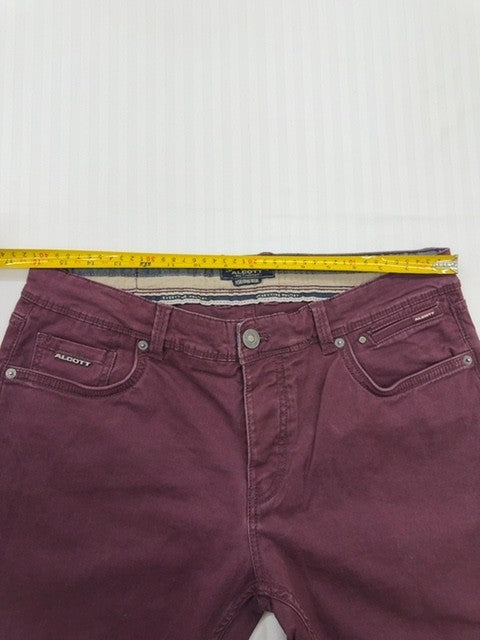 The Cotton Pant Co Men Burgundy Straight Jeans Size 34 Excellent Cond