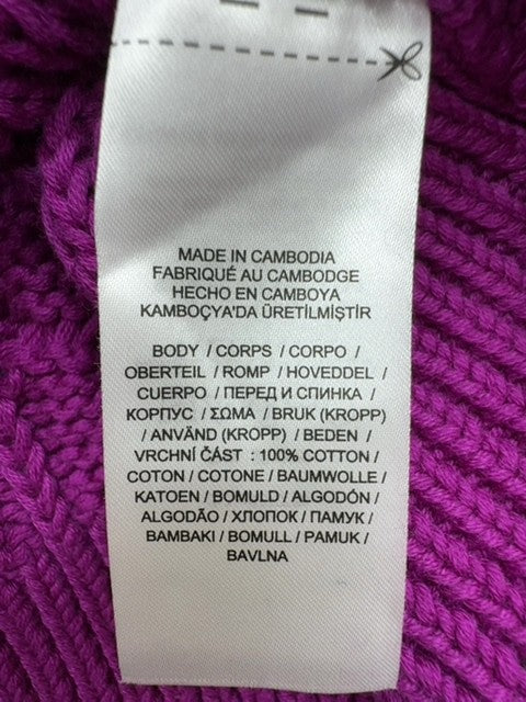 Lauren Ralph Lauren Purple Cable Knit Cotton Crewneck M Pony NWT