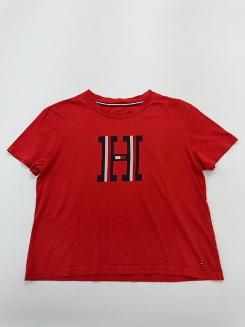 Tommy Hilfiger Youth Red T-Shirt – Size XS, Logo, Crew Neck
