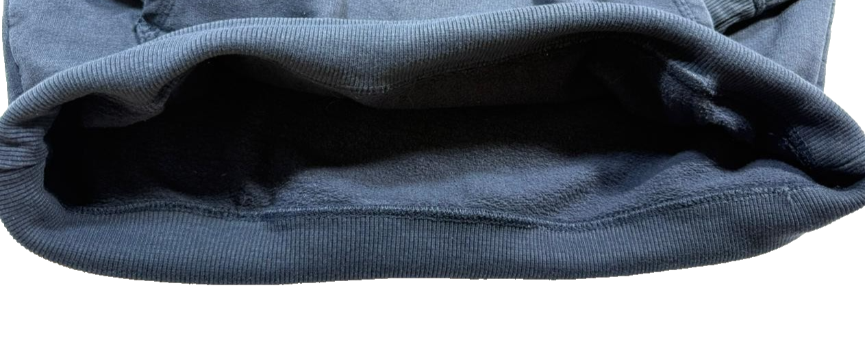 Champion Navy Blue Pullover Hoodie Small Logo Gray Lined Hood Sweatshirt Size S