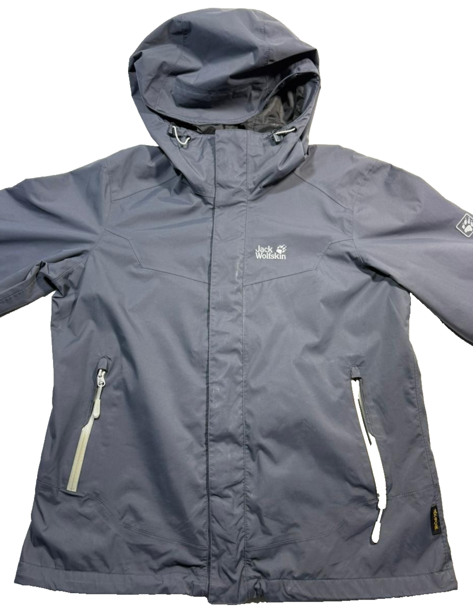 Jack Wolfskin Men's Gray Hooded Outdoor Waterproof Jacket Size S