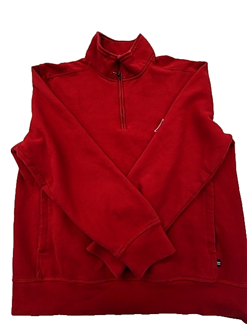 Nautica Men's M Red Quarter Zip Fleece Pullover Mock Neck