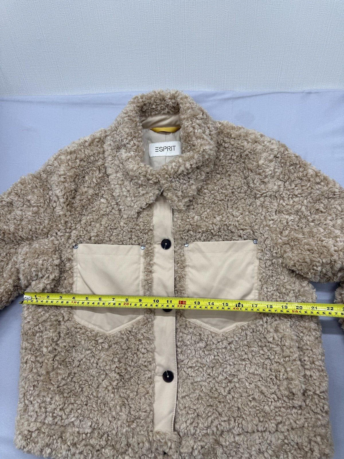 Esprit Women's XL Teddy Fur Biker Jacket Natural Winter