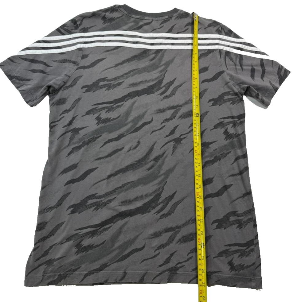 Men's Adidas Black And Grey Tiger Stripe Graphic T-Shirt Size Medium Tee Top