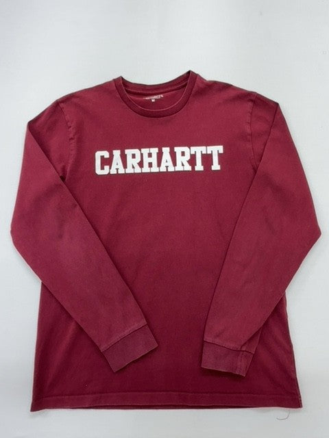 Carhartt Boys Burgundy Logo Long Sleeve T-Shirt Big Kid M Classic Fit