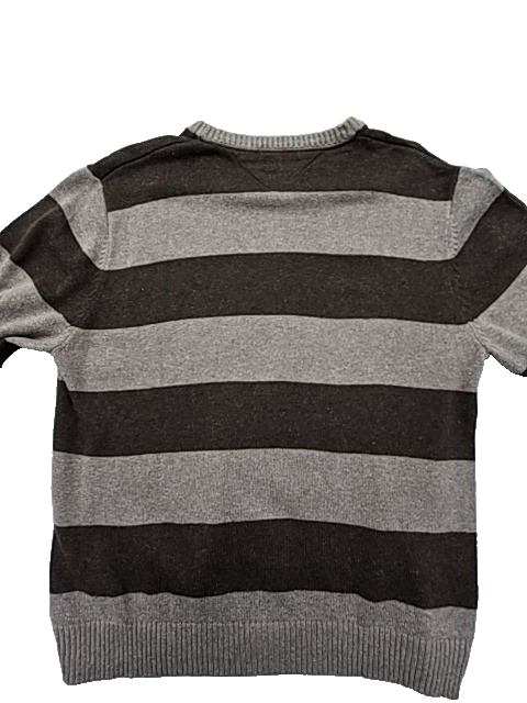 Tommy Hilfiger Men's Gray Brown Stripe Crewneck Sweater XXL Long Sleeve