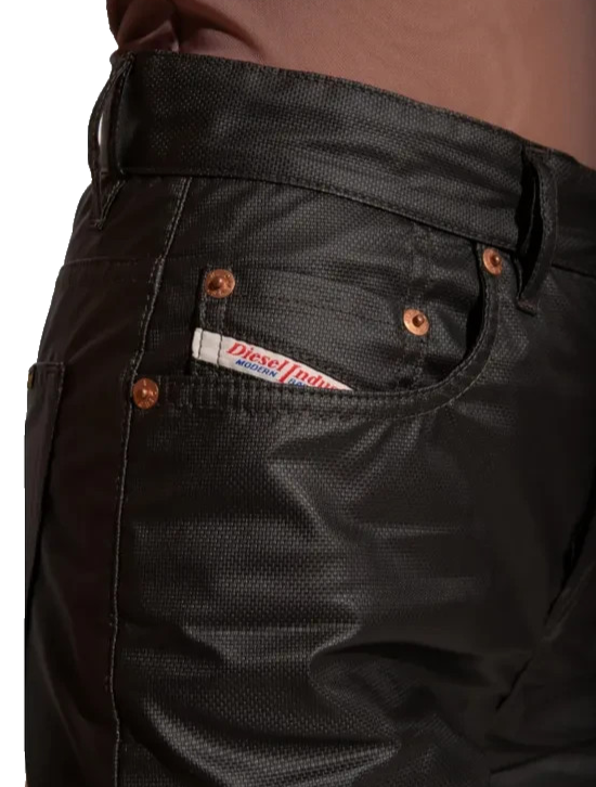 Diesel Women's Trousers Black Coated Cotton Regular Fit Size 27